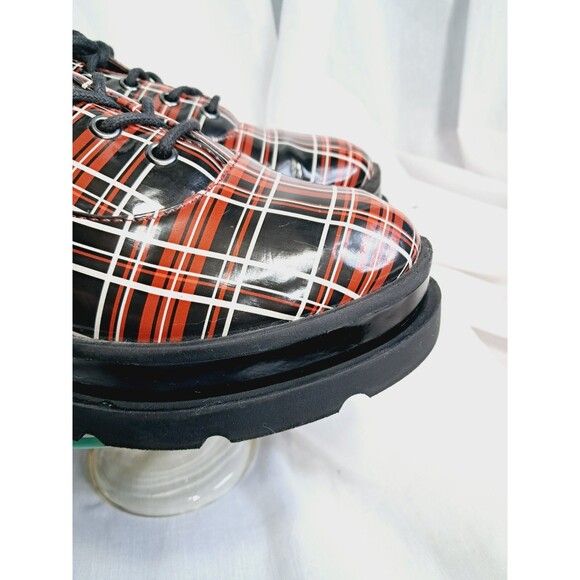 Jessica Simpson Sayze Red Plaid Patent Leather Platform Oxford Size 8 - Picture 5 of 13